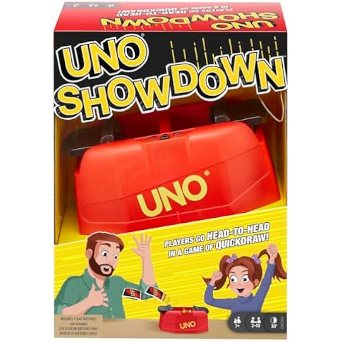 rayihni UNO SHOWDOWN QUICK DRAW FAMILY CARD WITH 112 CARDS & UNO SHOWDOWN UNIT FOR AGES 7 YEARS OLD & UP, GIFT FOR KID, FAMILY OR ADULT NIGHT - Image 1